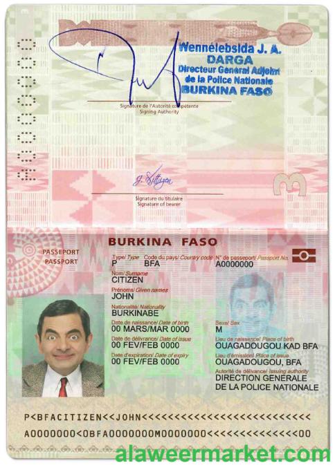Burkina Faso passport template in PSD format, fully editable (2018 - present)